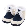 First Walkers SCEINRET Baby Thickened Plush Boots Infant Tie-Up Non-Slip Soft Sole Flat Shoes Winter Warm Crib