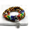 Link bransoletki nartrual 108 Mala Tiger Eye's Stone 7 Chakra Energy Yoga Bransoletka dla mężczyzn i kobiety