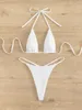 Meni -banho feminina Mulheres Triângulo Branco Mini Micro Bikinis Definir duas peças Halter Tanks Bosquini Tankini MUJER roupas
