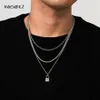 IngeSight Z Gothic Multi Layered Silver Color Link Chain Choker Necklace Collar for Women Men Padlock Pendant Necklaces Jewelry287S
