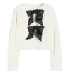 Vestes Femmes Tie-Front Bow Veste à paillettes pour femmes Chic Vacances Manteau étincelant Femme Manches longues Sexy Crop Top Brillant Soirée