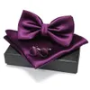 Neck Ties EASTEPIC Men's Bow Tie Sets Including Cuff Links and Handkerchiefs Solid-colored Bow Ties for Business Suits Wedding Party 231204