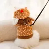 Psa odzież psa pies świąteczny Plush Elk Płaszcz Kot zimowe miękkie ubrania z holownikiem słodkie uszy z kapturem ubrania psa 231205