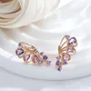 Dangle Earrings Gulkins Trend 585 Rose Gold Color Butterfly Drop For Women Shiny Purple Natural Zircon Fine Daily Jewelry Crystal Gift