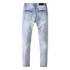 designer amirsssummer nieuwe high street slanke rechte buis patch doek gat elastische jeans heren