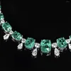 Ожерелья с подвесками женские искусственный изумрудно-зеленый кристаллический камень кубический циркон теннисная цепочка ожерелье свадебная вечеринка дизайнерские ювелирные изделия оптом