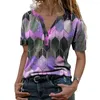 Dames T-shirts 2023 Zomer Cross Border Supply Zeshoekige Diamantprint Half Open Kraag Plus Size T-shirt