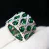 KQDANCE Woman s Created Smaragd-Tansanit-Rubin-Ring mit grün-blau-rotem Stein, 18 Karat Weißgold plattierte Ringe für Damenschmuck 2207262572