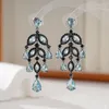 Boucles d'oreilles pendantes SENYU luxe dame gland boucle d'oreille belle feuille forme conception pavé cubique zircone mode femmes anniversaire bijoux