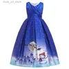 Abiti per ragazze 4 6 8 10 12 14 anni Girls Girls Christmas Party Abiti da principessa per ragazze Cartunato carino Babbo Natale Abito Snowflake Abito per bambini abiti T240415