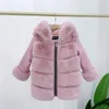 Manteau d'hiver filles vestes et manteaux enfants fausse fourrure à capuche chaud Parkas vêtements d'extérieur pour enfants épaissir longue automne 231204