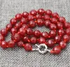 Chains Fashion Jewelry Beautiful Natural 8mm Red Jade Round Faceted Gemstone Necklace