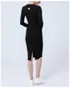 Lu-1782 Stylish Slim-Fit Long Dress Trend Women's Hip Skirt Slits Back Back