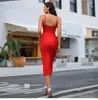 2024 Kobiety sukienki mody sukienki pasa startowego Nowe zasilanie uczucie Diamond Bandage Spódnica seksowna Split Pure Desire Dress Slim Fit