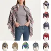 Écharpes Plaid Triangle Écharpe Hiver Châle Imprimer Fringe Pour Femmes Large Chaud Élégant Avec Contraste