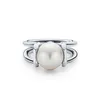 Europeiska märke guldpläterade hardwear ring mode pärla ring vintage charms ringar för bröllopsfest finger kostym smycken storlek 6-8271v