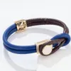 New high-grade classic retro pattern titanium steel leather rope magnetic buckle Chain bracelet for men and women254l