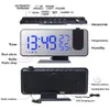 Desk Table Clocks LED Digital Projection Alarm Clocks USB Electronic Ceiling Projector Alarm Clock with FM Radio for Bedroom Bedside Desktop Clock 231205