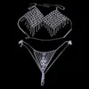 Stonefans colorido cristal bralette ropa interior cadena del cuerpo conjunto para mujeres sexy bling strass sujetador y tanga joyería regalo de fiesta T2001880