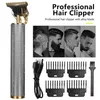 Escovas de cabelo elétricas clipper profissional t9 aparador barbeiro barbeador barba 0mm máquina de corte para homens recarregável267f
