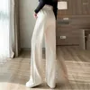 Women's Pants Hdspq High Waist Corduroy For Women 2023 Autumn Winter Casual Loose Wide Leg Woman Cotton Beige Straight Trousers