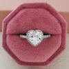 Wedding Rings Heart Shape Pink Silver Color Cute Fashion Promise Ring for Women Girl Party Gift Finger Items R1707 231205