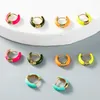 Hoop Earrings A Pair Stainless Steel Jewelry French Colorful Enamel Rounded Tube Dripping Oil U-type For Women