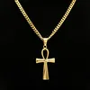 Gyptian Ankh Key Charm Hip Hop Cross Gold Silver Silver Pendant Naszyjniki dla mężczyzn Najwyższej jakości moda Party Jewellry Prezent202k