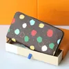 L 23SS X Yayoi Kusama Multicolor Dot Wallet Designer Card Holders Purse Long Zip Wallet Sarah Key Pouch Leather Envelope Wallet C304D