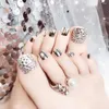 Faux ongles 24pcs bricolage conseils d'ongles pour orteil chic exquis strass strass mariée faux couverture complète pied