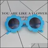 Fashion Sunglasses Frames 5Pcs/Lot Cute Sunflower Children Kids Uv400 Sunglasses Fashion Baby Girl Anti-Traviolet Outdoor Travel Glass Dhh7R