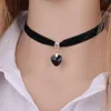 Moda feminina veludo gargantilha coração pingente de cristal colares para jóias feminino preto fita colar festa presente colar chokers300e