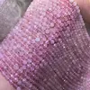 Lose Edelsteine Farbverlauf rosa Madagaskar Rosenquarz rund facettiert 3/4 mm Perlen Natur zur Herstellung von Schmuck Halskette 36 cm FPPJ Großhandel