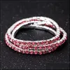 Bedelarmbanden Mooie Rijen Kristal Strass Armband Bangle Bling Polsband Vrouwen Beautif Sieraden Mode Bruiloft Bruids Drop Deli Dhld9