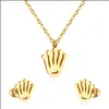 Bröllopsmycken set BK Cubic Zirconia Flower Pendant Halsband och studörhängen Set Gold/Sier Color rostfritt stål för tjejkvinnor JE DHCK9