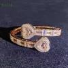 Bracciale con ciondolo quadrato Moissanite ghiacciato Bling VVS Bracciale con cuore Sier placcato oro rosa per uomo Donna Gioielli Hiphop