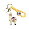 Porte-clés en alpaga de dessin animé créatif pour hommes et femmes, joli pendentif de sac exquis, mignon, cadeau de fête, porte-clés de voiture blanc