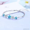 Kedja Hot 925 Sterling Plata Blue Pentagonal Star Eternal Armband för kvinnor handgjorda femalstackable Zircon Crystal Jewelry Bijoux R231205