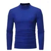 Ternos Masculinos A2909 Collar Moda Roupa Interior Térmica Homens Mock Neck Básico T-shirt Blusa Pulôver Manga Longa Top