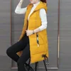 Chalecos de mujer Chaleco con capucha Chaqueta fina para mujer Abrigo sólido informal Bolsillo con cremallera Chaquetas sin mangas sueltas Abrigo largo Trajes de invierno para mujeres 231204