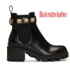 Botas cortas Cuero de vaca Hebilla de cinturón Zapatos de mujer de metal Tacones gruesos clásicos Zapatos de diseñador de cuero Tacón alto Moda Diamante Bota de dama Tamaño grande 35-42 us5-us11 Con caja