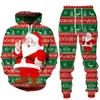 Fatos masculinos Moda Natal Papai Noel Outono Inverno 3D Impresso Marca Tracksuit Hoodies Calças Definir Manga Longa Terno Roupas 231205