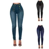 Jeans pour femmes Bouton d'été Slim Poche avant et arrière Zipper Design Leggings Jambe Pantalon de travail Pantalon en denim Skinny Vêtements de mode