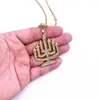 Correntes Menorah Pingente Judaica Colar Mulheres Homens Símbolos Religiosos Jóias Long Chain238A