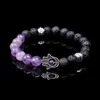 Hombres con cuentas Pulseras de cuentas Lava Howlite Piedra Estiramiento Mano de Fátima Hamsa Charm Pulsera Mala Evil Eye Drop Entrega Joyería Pulseras DHHII