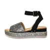 Sandalen Plateausandalen Sleehakken Dames Trend Schoenen Zomer Vrouw Elegant Hakken Mode Feestjurk Stijlvol Meisjes Zwart Strass 231204