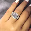European och amerikansk butiksring S925 Sterling Silver Zircon Engagement Wedding Ring Ladies Evening Jewely Supply276T