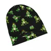 Basker djur söta grön groda kawaii bonnet hatt stickning hattar coola utomhusskallies beanies unisex varm