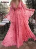 Robe longue florale pour femme, manches longues, épaules dénudées, élégante, ample, taille haute, vintage