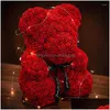 Dekoratif çiçek çelenk dekoratif çiçekler oyuncak gül ayı 25cm yapay ışık kutusu kız arkadaşı yıldönümü Noel Valent Dhgmx